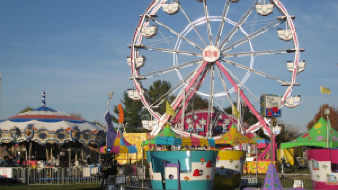 Ferris wheel and midway rides