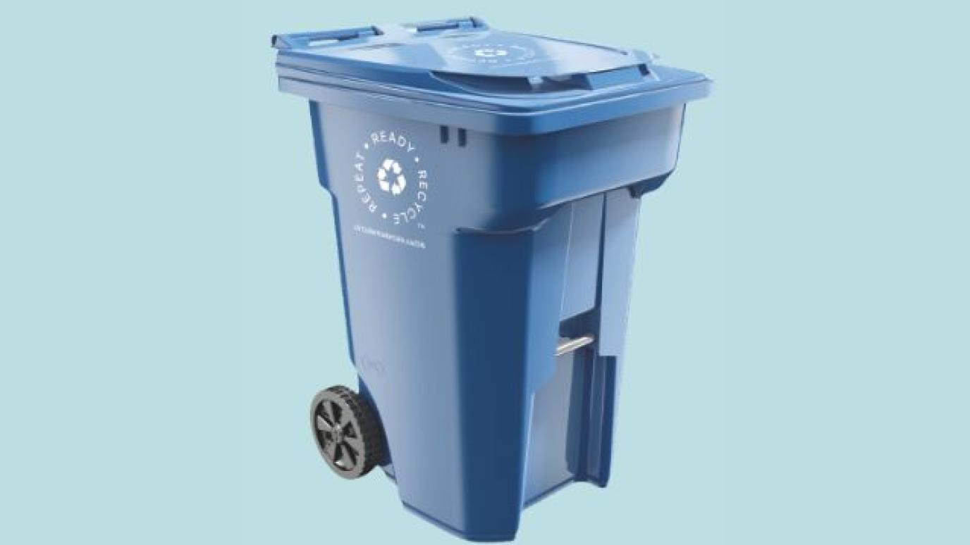 blue recycling cart with wheels 360 litre capacity