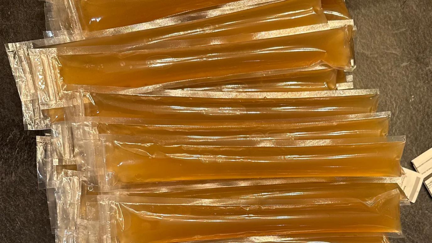 apple cider freezies piled on a table