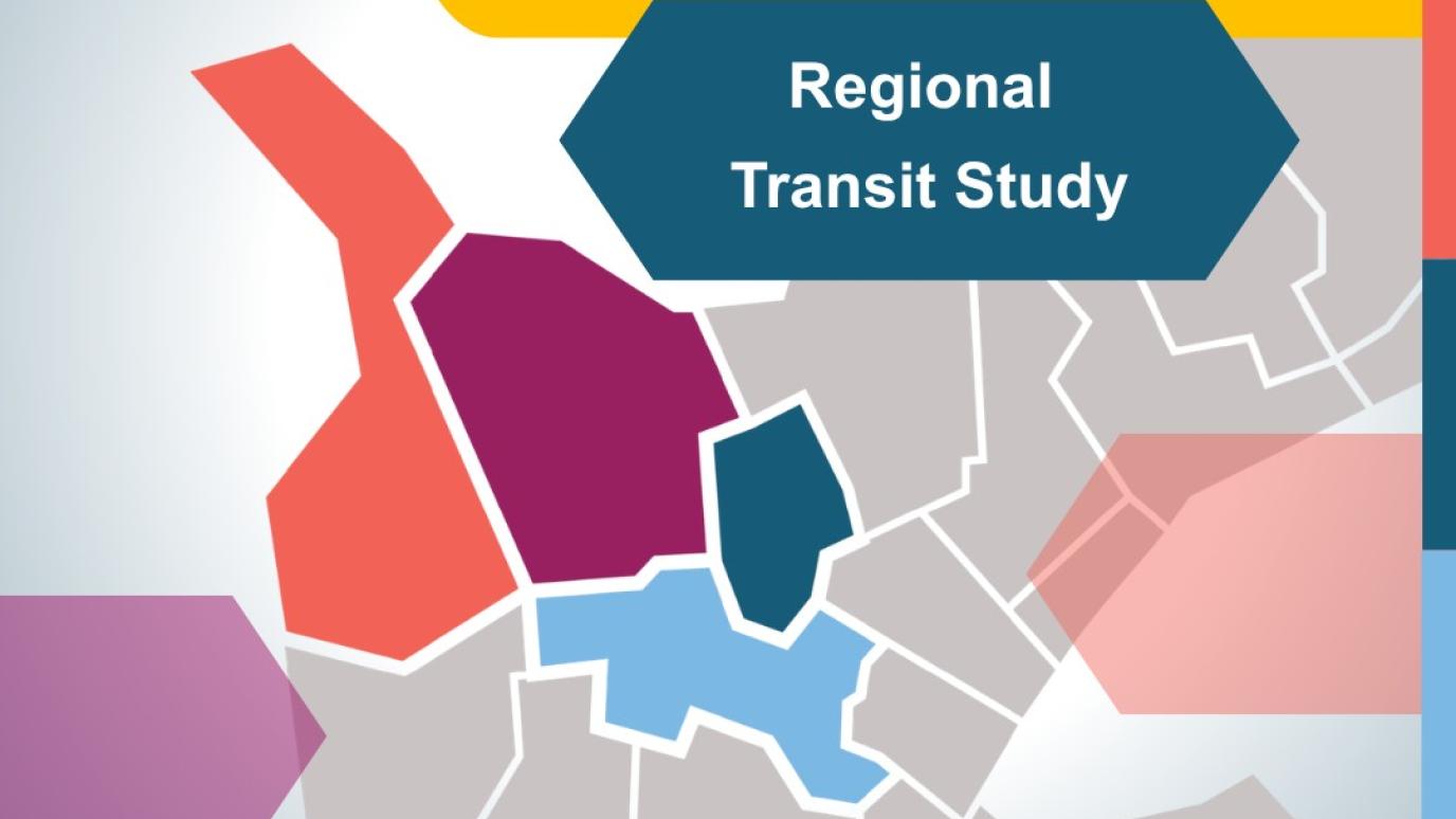 Colourful map highlighting different counties with a Media Release - Regional Transit Study header.