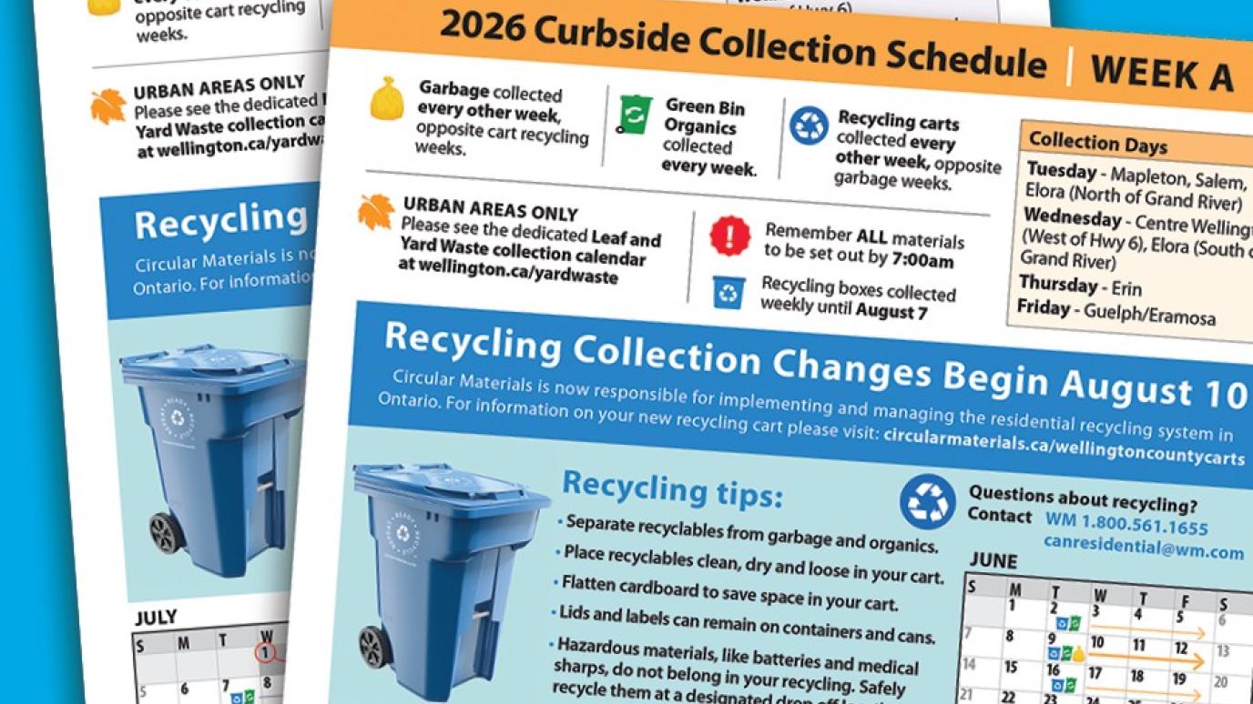 Wellington County curbside collection calendars for week a and week b