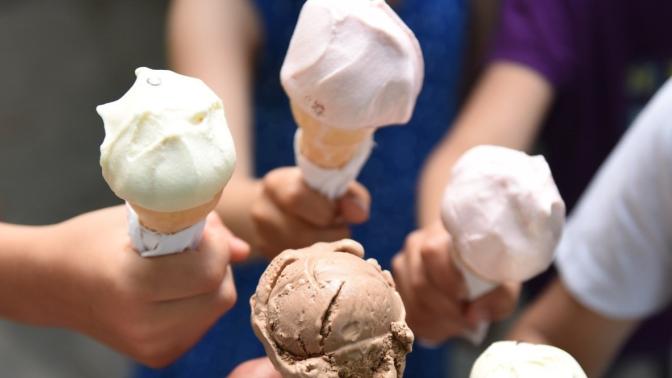 hands holding farm fresh ice cream