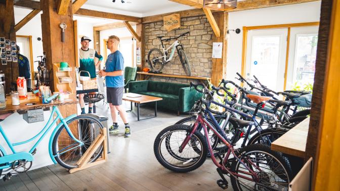 bike shop and cafe interior
