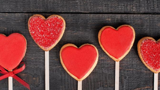 Heart shaped sugar cookie pops