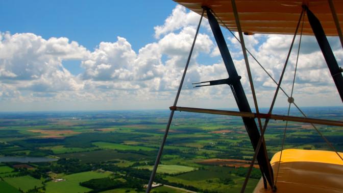aerial view of farmland from plane