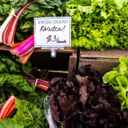 Farm market display of vegetables