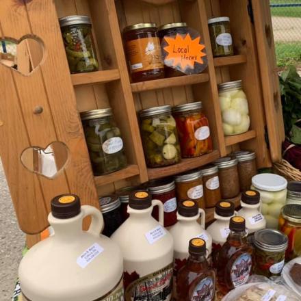 preserves and syrup on display