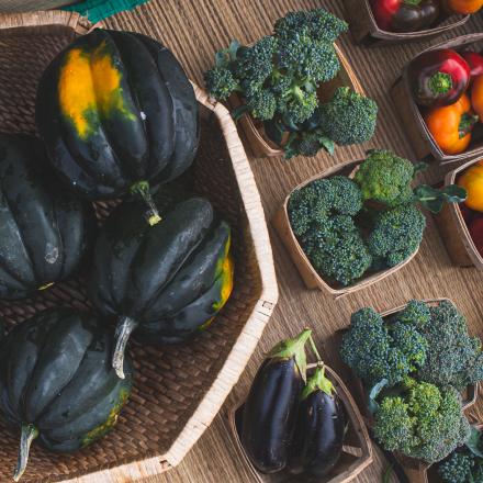 bushel of squash and broccoli