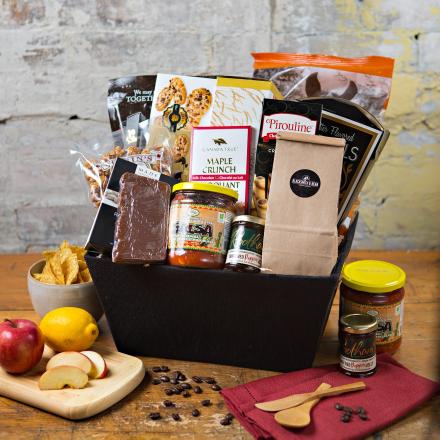 gift basket with local food items