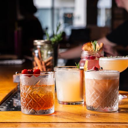 cocktails on bar counter