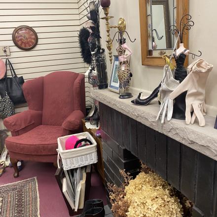 Mantle place inside Junie Moon Thrift