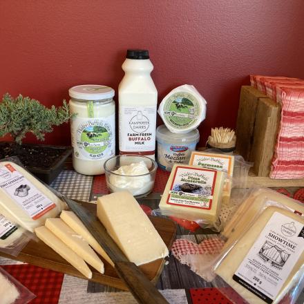variety of local cheese and dairy products