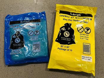 user pay garbage bags small and large sized