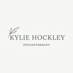 Small leaf graphic with the text "Kylie Hockley Psychotherapy" to the right. 