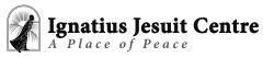 Ignatius Jesuit Centre logo featuring a robed figure, sun, and hills, with the tagline "A Place of Peace."