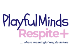 Logo for Playful Minds Respite+ with the tagline "... where meaningful respite thrives"