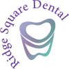 Text "Ridge Square Dental" in a curved semi-circle around a stylized tooth image.