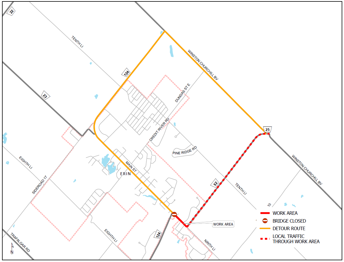 Project area map with local traffic detour