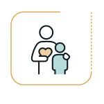 A graphic of a parent with their arms around a child holding a heart